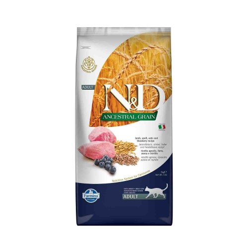 ND Düşük Tahıllı Kuzu Etli Yaban Mersinli Yetişkin Kedi Maması 5 Kg